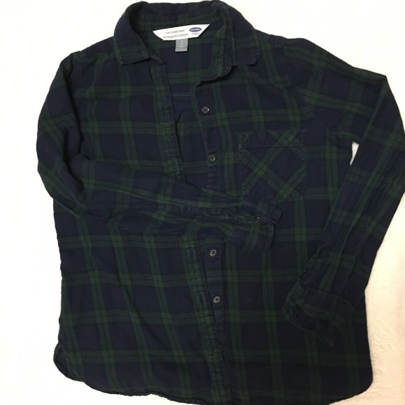 Green and navy colored Old Navy flannel - Picture 2 of 3